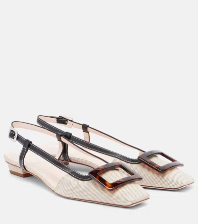 Roger Vivier Belle Vivier Slingback Ballerinas In Canvas In Multi
