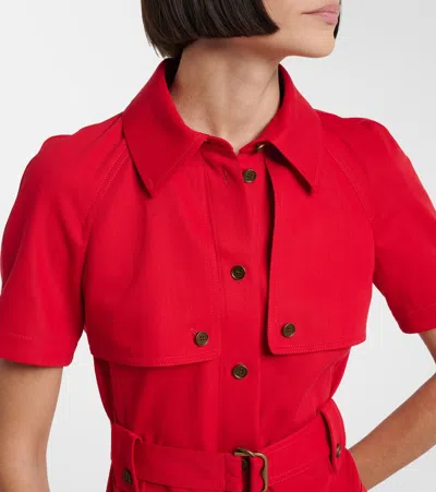 Burberry Belted Wool Shirt Dress In Multi