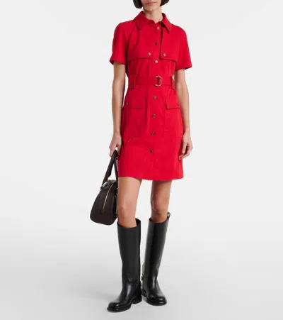 Burberry Belted Wool Shirt Dress In Multi