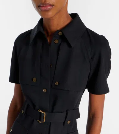 Burberry Belted Wool Shirt Dress In Multi