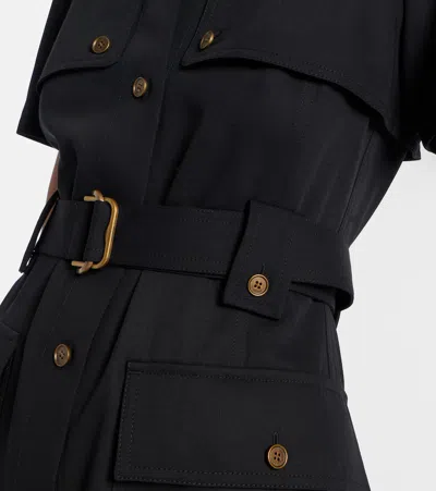 Burberry Belted Wool Shirt Dress In Multi
