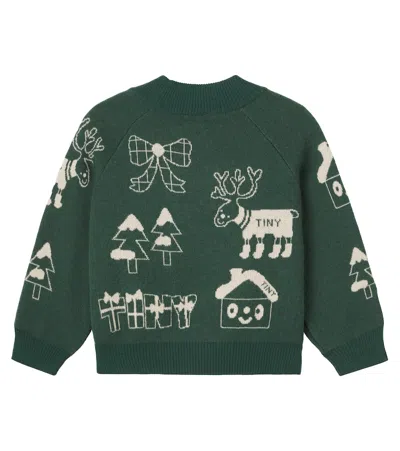 Tinycottons Tiny Town Wool-blend Sweater In Green