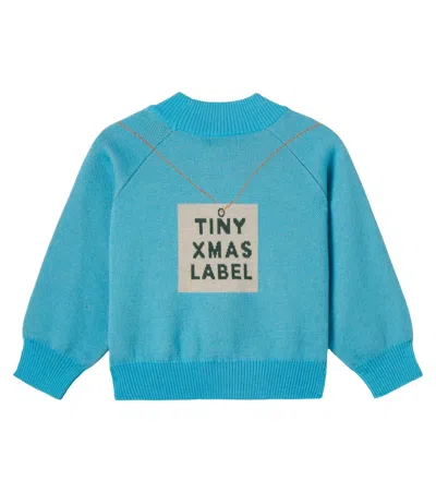 Tinycottons Smiley Cottage Wool-blend Sweater In Blue