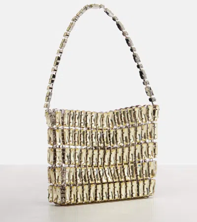 Saint Laurent Cassandre Micro Crystal-embellished Clutch In Silver