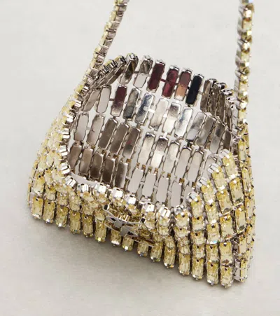 Saint Laurent Cassandre Micro Crystal-embellished Clutch In Silver