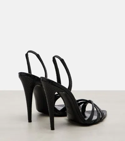 Saint Laurent Kate 110 Croc-effect Leather Slingback Sandals In Black