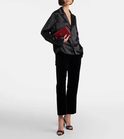 Saint Laurent Kate 110 Croc-effect Leather Slingback Sandals In Black