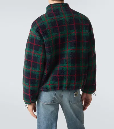 Miu Miu Checked Teddy Jacket In Multi