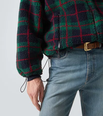 Miu Miu Checked Teddy Jacket In Multi