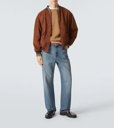 Miu Miu Logo Straight Jeans In Blue