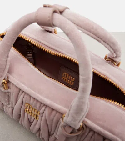 Miu Miu Arcadie Small Suede Top-handle Bag In Pink