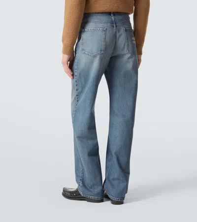 Miu Miu Logo Straight Jeans In Blue