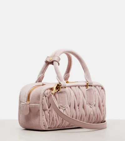 Miu Miu Arcadie Small Suede Top-handle Bag In Pink