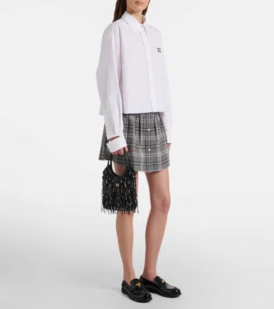 Miu Miu Ivy Medium Embellished Satin Tote Bag In Black