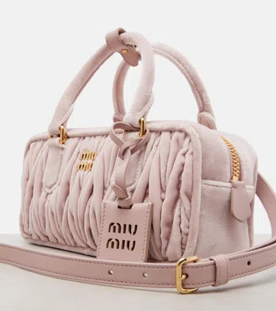 Miu Miu Arcadie Small Suede Top-handle Bag In Pink