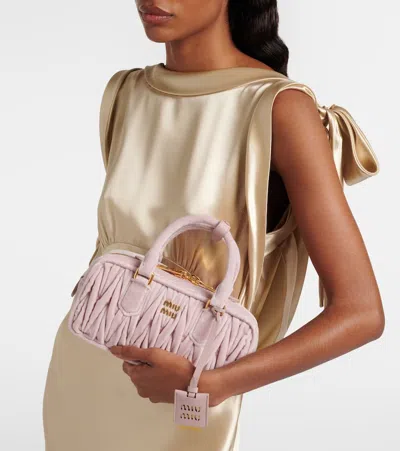 Miu Miu Arcadie Small Suede Top-handle Bag In Pink