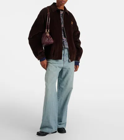 Miu Miu Matelassé Leather Clutch In Burgundy