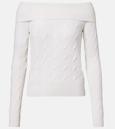 Ralph Lauren Cable-knit Off-shoulder Cashmere Sweater In Multi