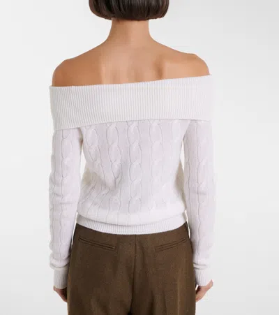 Ralph Lauren Cable-knit Off-shoulder Cashmere Sweater In Multi