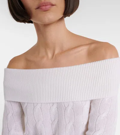 Ralph Lauren Cable-knit Off-shoulder Cashmere Sweater In Multi