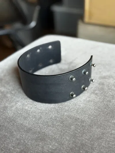 Pre-owned Rick Owens Leather Cuff Bracelet In Black
