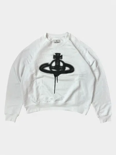 Pre-owned Vivienne Westwood Sweatshirt White Spray Orb Logo L
