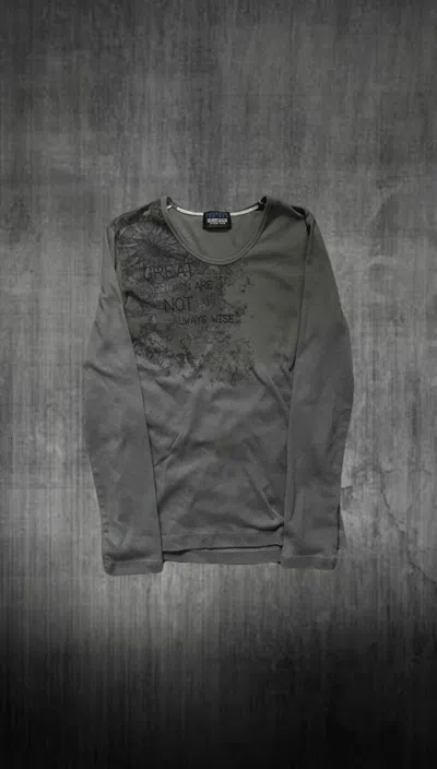 Pre-owned If Six Was Nine 2000s Japanese Archive Poem Message Slim Long Sleeve Tee In Gray