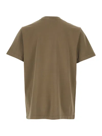 Apc A.p.c. Men Brown Crewneck T-shirt With Logo Lettering On The Front In Cotton Man In Brown