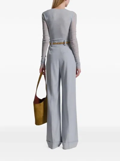 Alberta Ferretti High Waist Pleated Trousers Belt Loops In Multi