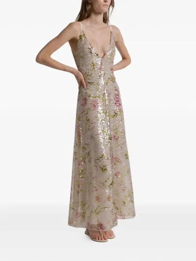Alberta Ferretti Printed Sequins Long Dress Clothing In Multi