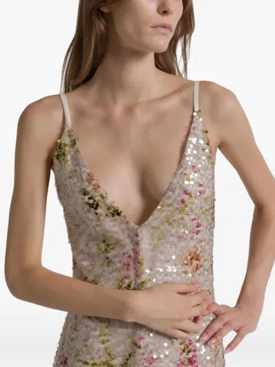 Alberta Ferretti Printed Sequins Long Dress Clothing In Multi