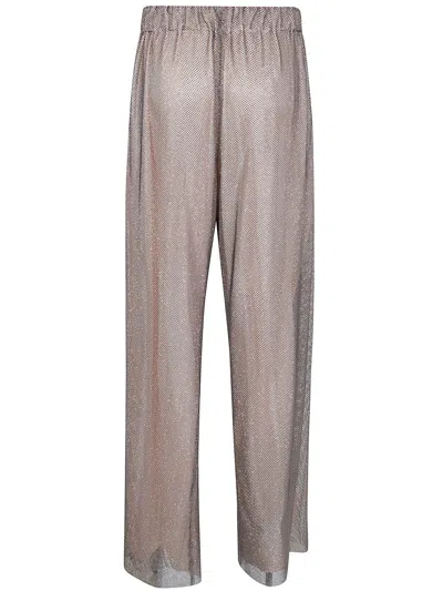 Alberta Ferretti Wide Leg Crystals Net Trousers Clothing In Gray