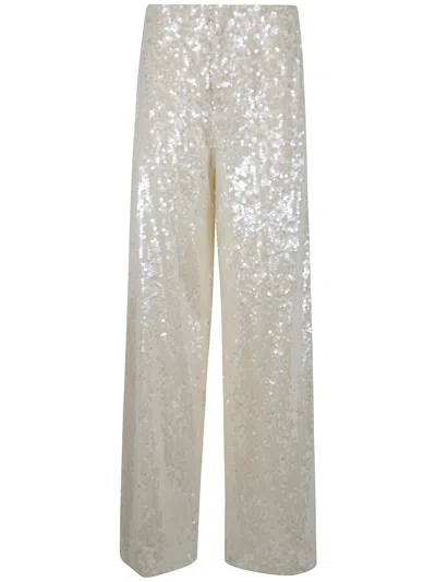 Alberta Ferretti Wide Leg Trousers Sequin Detail Pockets In White