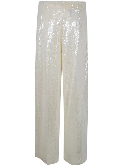 Alberta Ferretti Wide Leg Trousers Sequin Detail Pockets In White