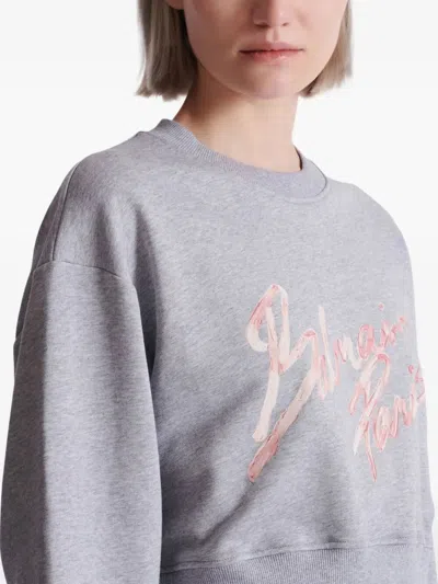 Balmain "" Cropped Roundneck Sweater Clothing In Gray