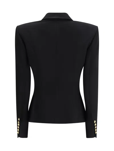 Balmain Wool Blazer With Flap Pockets And Gold-tone Buttons In Black
