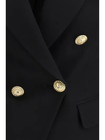 Balmain Wool Blazer With Flap Pockets And Gold-tone Buttons In Black