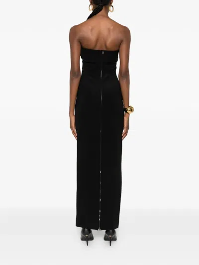 Balmain Belted Bustier Compact Jersey Long Dress Clothing In Black