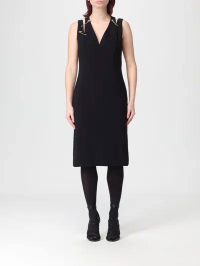 Versace Medusa Safety Pin Cutout Sleeveless Techno Cady Dress In Black