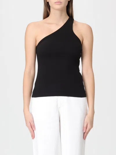Agolde Verica One-shoulder Ribbed-knit Tank In Black