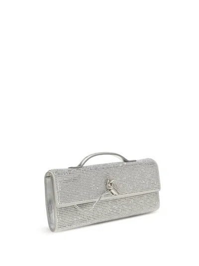 Bottega Veneta Women Andiamo Clutch With Rhinestones In Silver