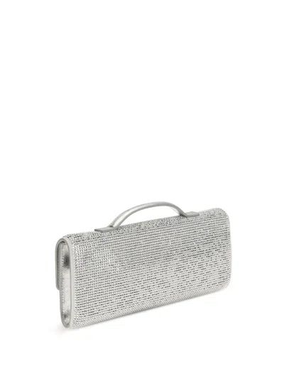 Bottega Veneta Women Andiamo Clutch With Rhinestones In Silver