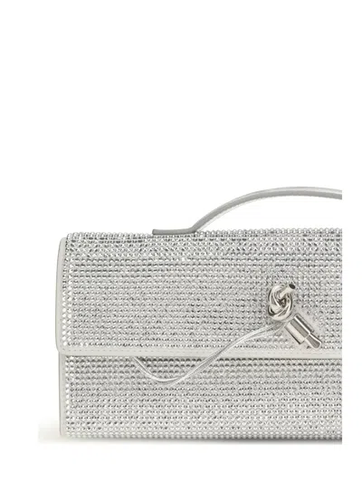 Bottega Veneta Women Andiamo Clutch With Rhinestones In Silver