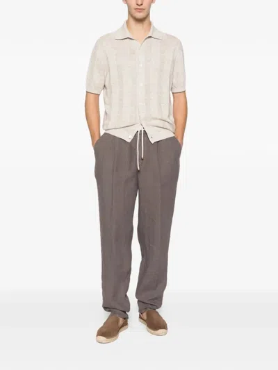 Brunello Cucinelli Drawstring-fastening Pleated Trousers In Gray