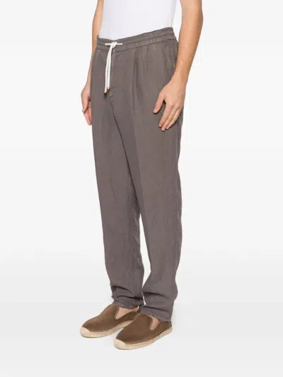 Brunello Cucinelli Drawstring-fastening Pleated Trousers In Gray
