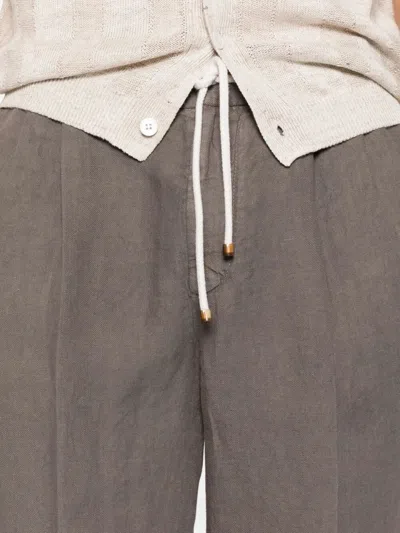 Brunello Cucinelli Drawstring-fastening Pleated Trousers In Gray