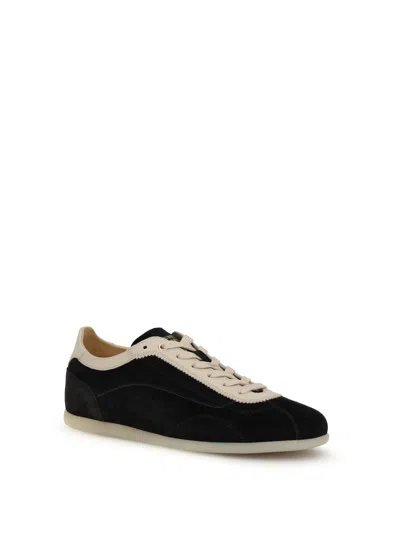 Brunello Cucinelli Gray Calf Leather Bos Taurus Low Top Sneakers In Black