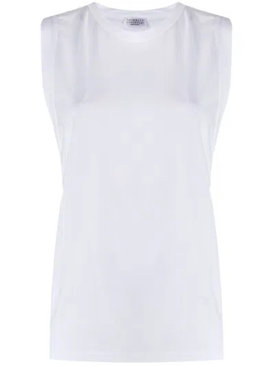 Brunello Cucinelli White Basic Tank Top In White