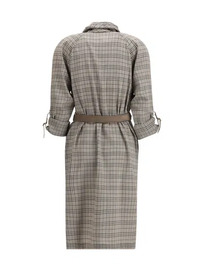 Burberry Women Wool Check Dress With A Shawl Collar In Multi