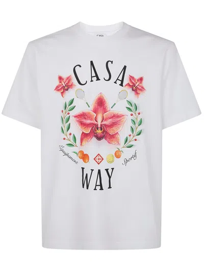 Casablanca Orchid Garden Graphic Relaxed Fit T Shirt In White